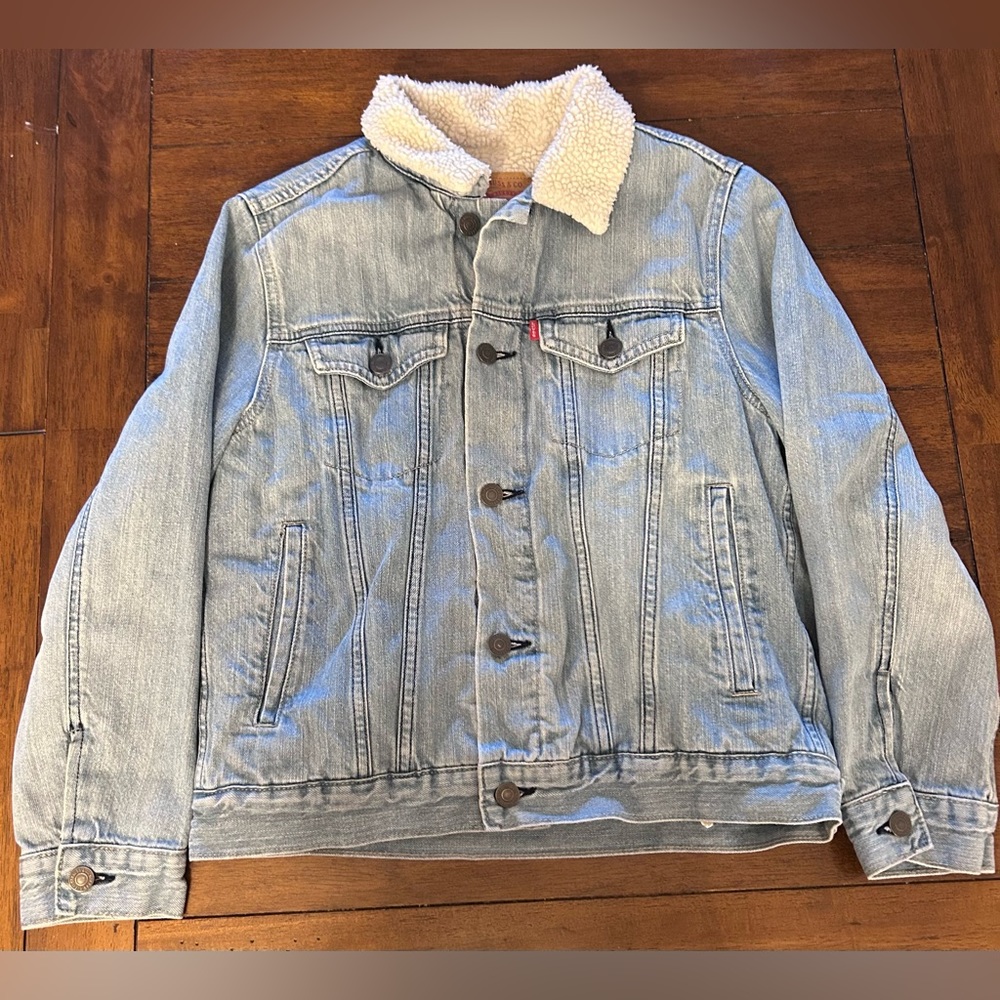 Levi’s Trucker Jacket Sherpa Lined Youth Lg Women’s Sz XS/S EUC Western Cowgirl